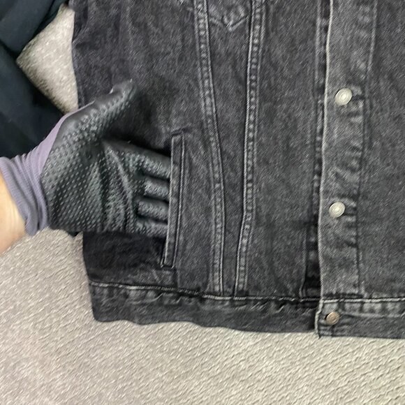 Levi's Hybrid Hoodie Trucker Jacket Denim Jean Men's XXL Fit like XL Black - Picture 3 of 9